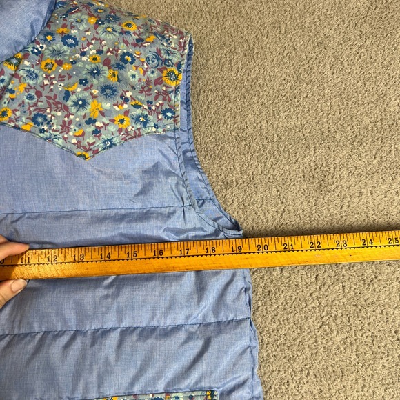 Vintage Frostline Puffer Vest Womens S Blue Floral Western Yoke - Picture 7 of 11